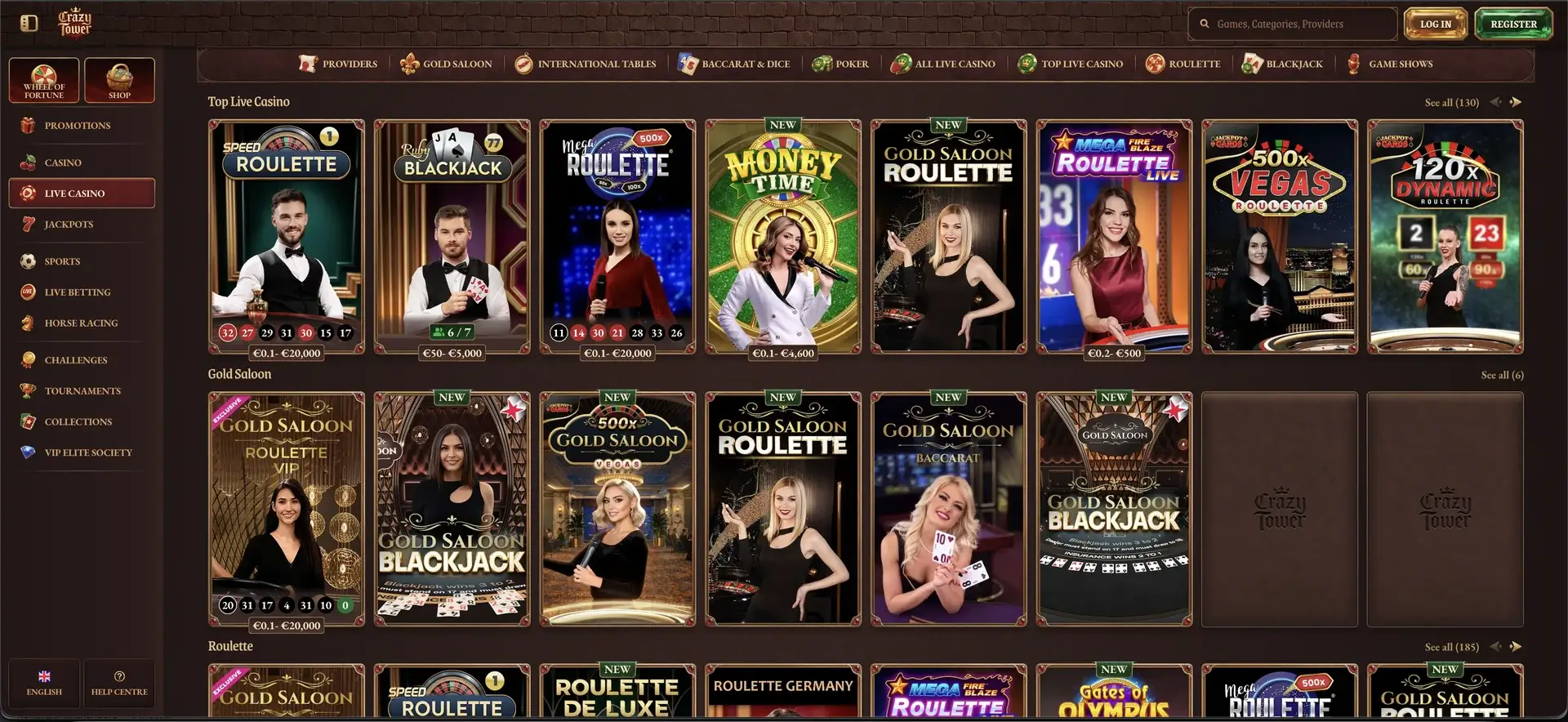 Live-Casino bei Crazy Tower