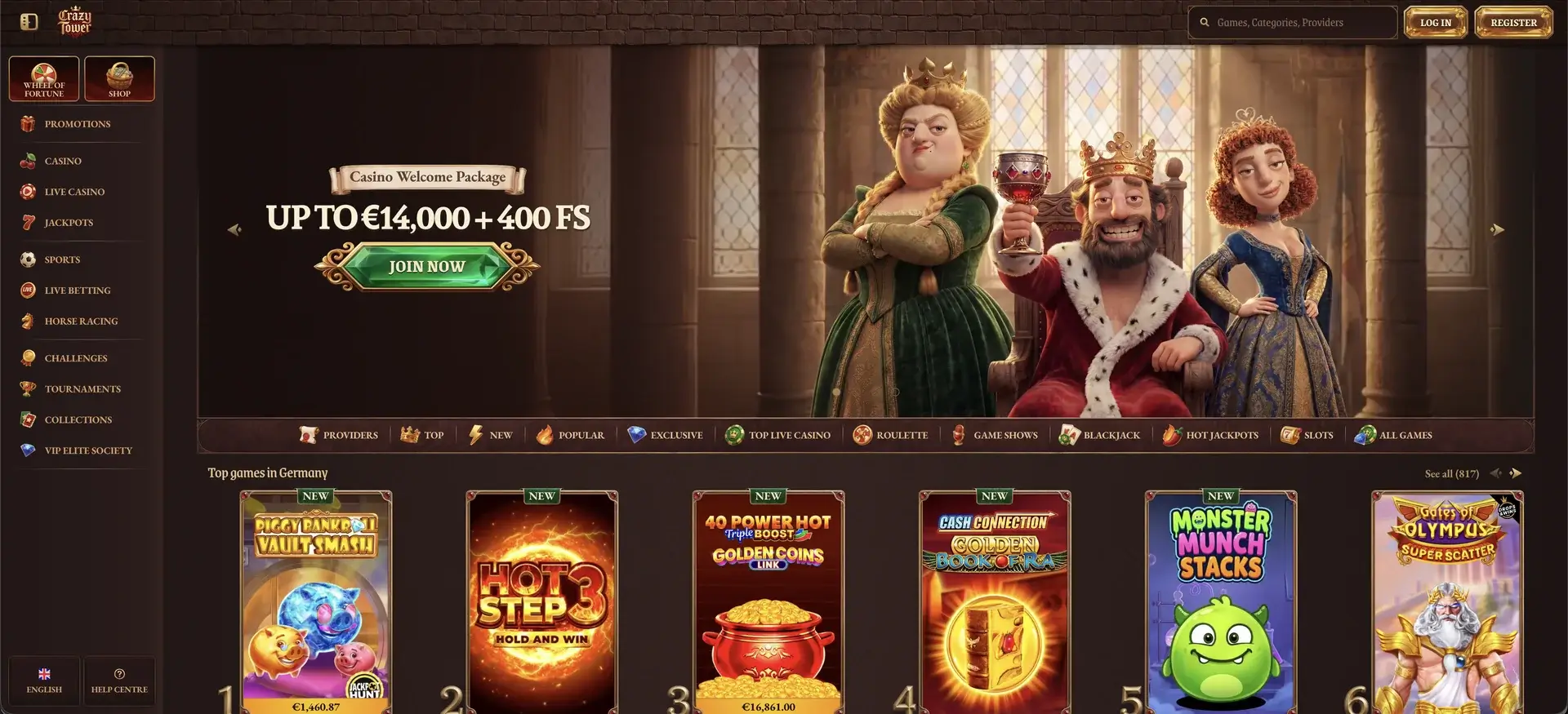 Crazy Tower Casino für Spieler aus Deutschland